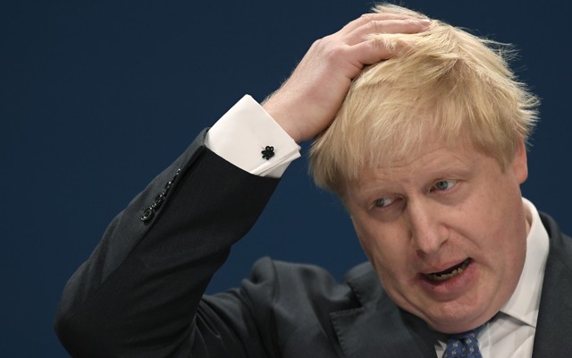 British Prime Minister Boris Johnson speaks at the Conservative Party conference in October 2016.