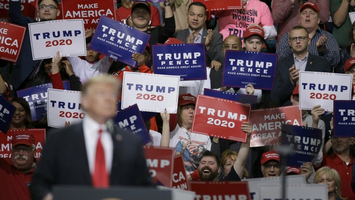 President Donald Trump at a rally in Wisconsin