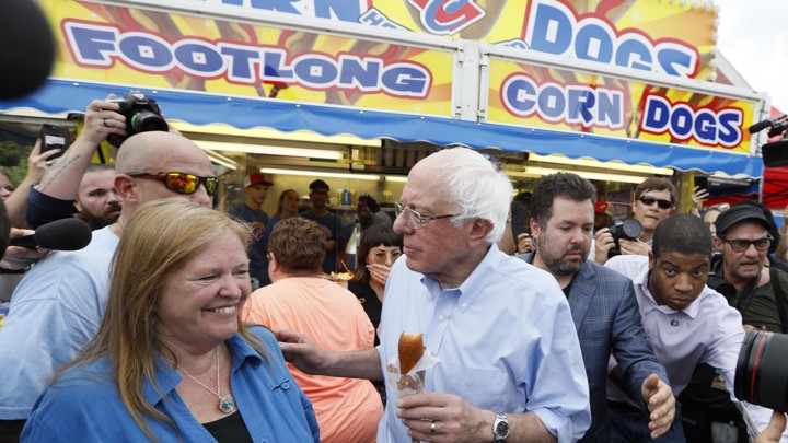 Senator Bernie Sanders of Vermont was one of many Democrats to walk the fairgrounds this weekend.