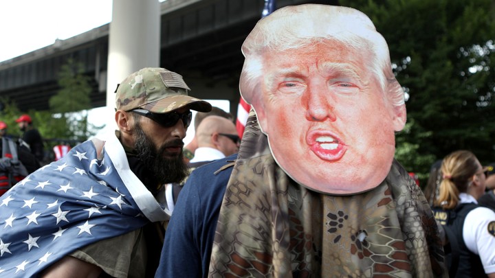 Demonstrators at the Portland rally