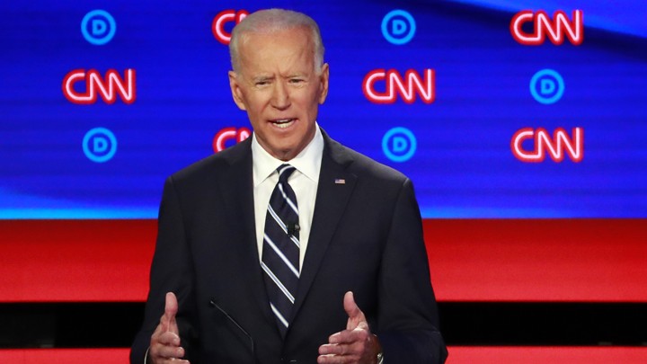 Former Vice President Joe Biden speaking at the second Democratic debate.