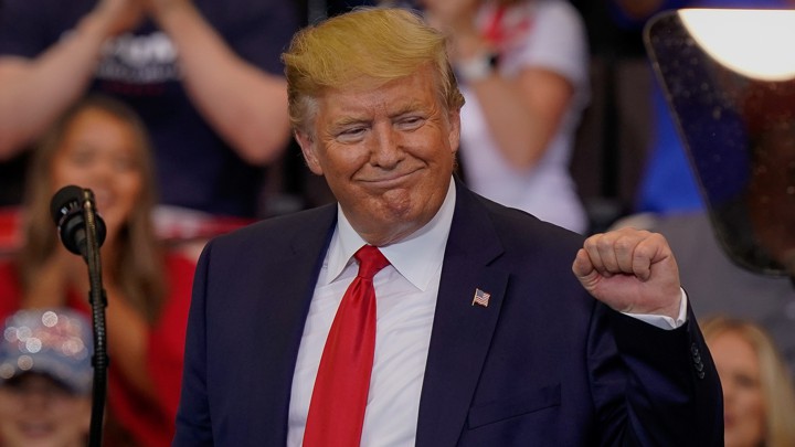 President Donald Trump speaks at a campaign rally in Ohio.
