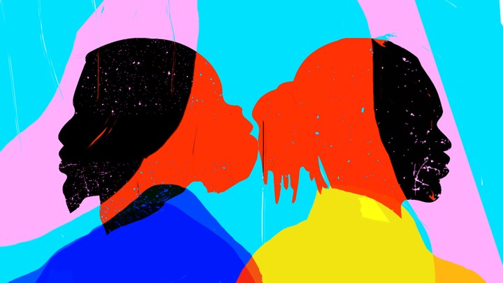 An illustration of two men's profiles, back to back.