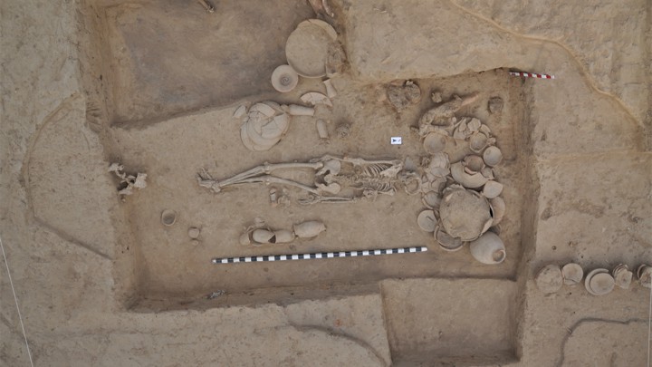 A burial site being excavated