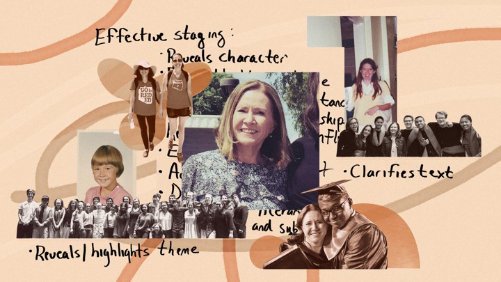 A photo collage of Judith Harper's teaching career.