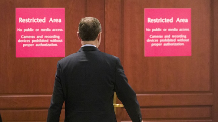 House Intelligence Committee Chairman Adam Schiff arrives for a meeting on Capitol Hill.