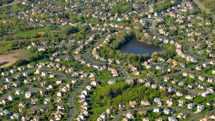 Aerial view of planned development near Minneapolis