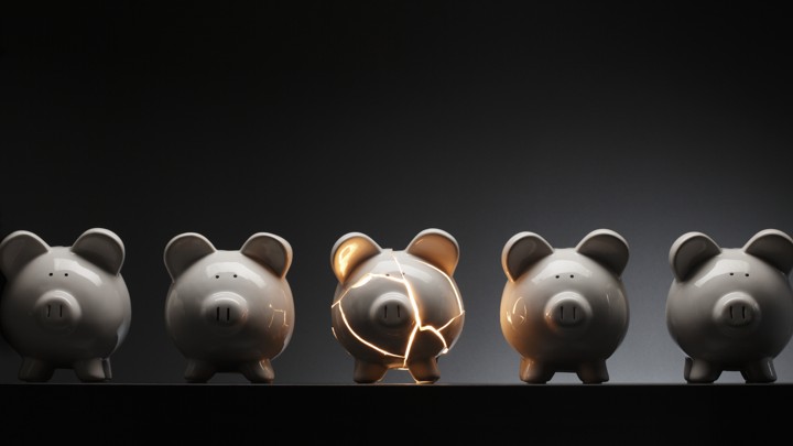 A cracked piggy bank