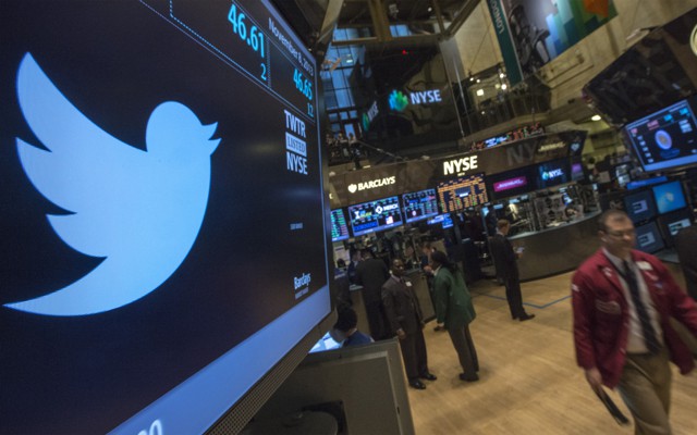Twitter logo displayed at the New York Stock Exchange