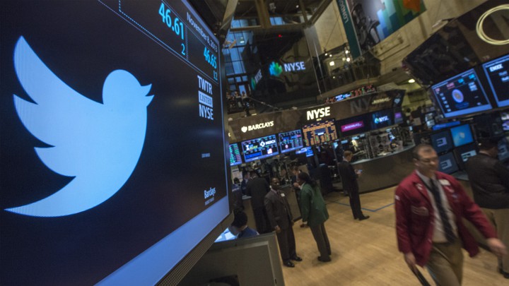 Twitter logo displayed at the New York Stock Exchange