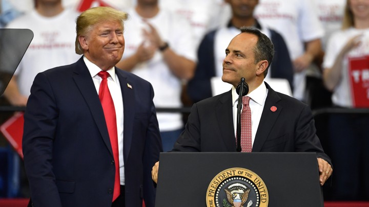 Kentucky Governor Matt Bevin with Donald Trump at a campaign rally in Lexington, Kentucky