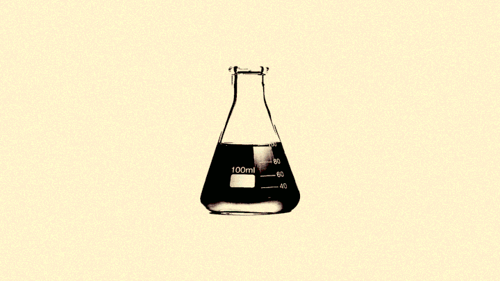 a moving set of chemistry beakers