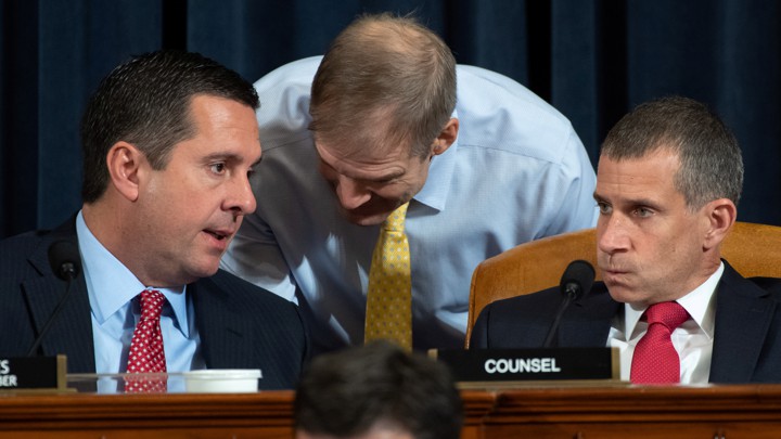 Devin Nunes speaks with Jim Jordan and Stephen Castor.