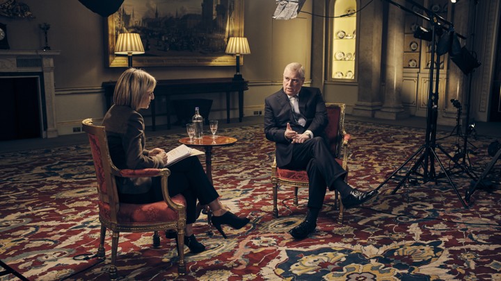 A photo of Prince Andrew during his interview with the BBC's Emily Maitlis.