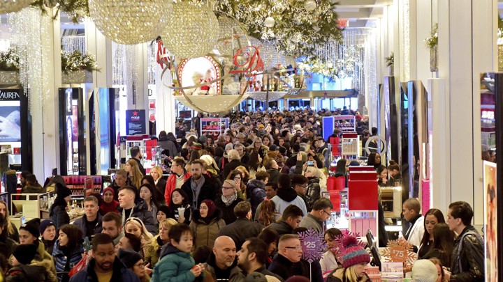 People shopping at Macy's during Black Friday