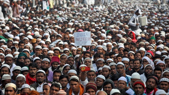 Protesters at a rally in Kolkata