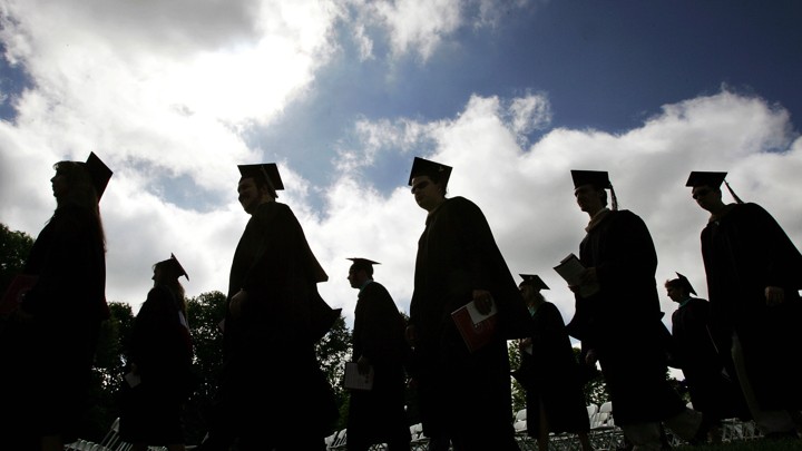 Graduating class in line