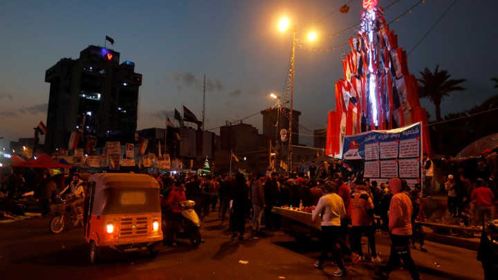 Demonstrators gather in Baghdad's Tahrir Square.