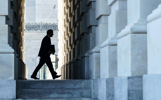 Chief Justice John Roberts arrives at the U.S. Capitol to preside over the impeachment trial.