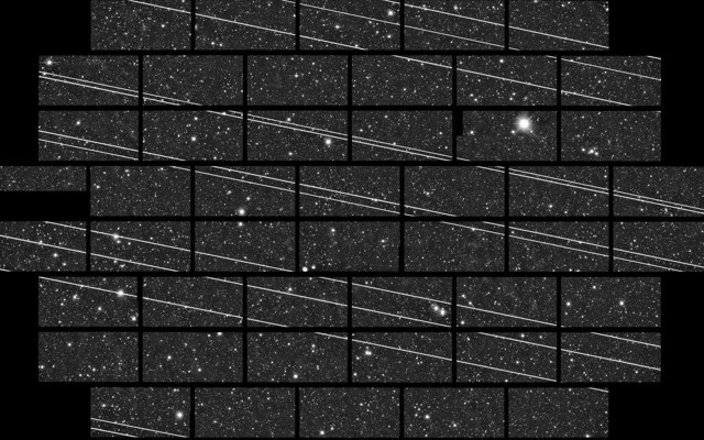 Starlink satellites streak through images captured by a telescope in Chile.
