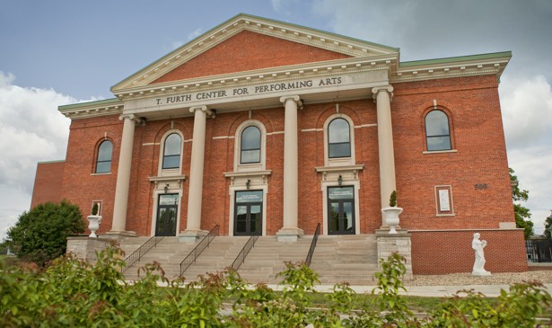 The former Angola Christian Church, which has become the Furth Center for Performing Arts at Trine University