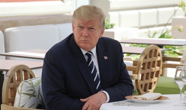 Donald Trump after arriving in France this weekend