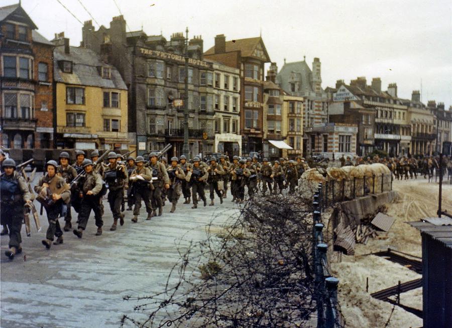 Image result for world war two photos of us soldiers marching to the docks before d day