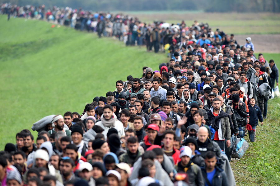 Image result for images of horde of migrants in europe