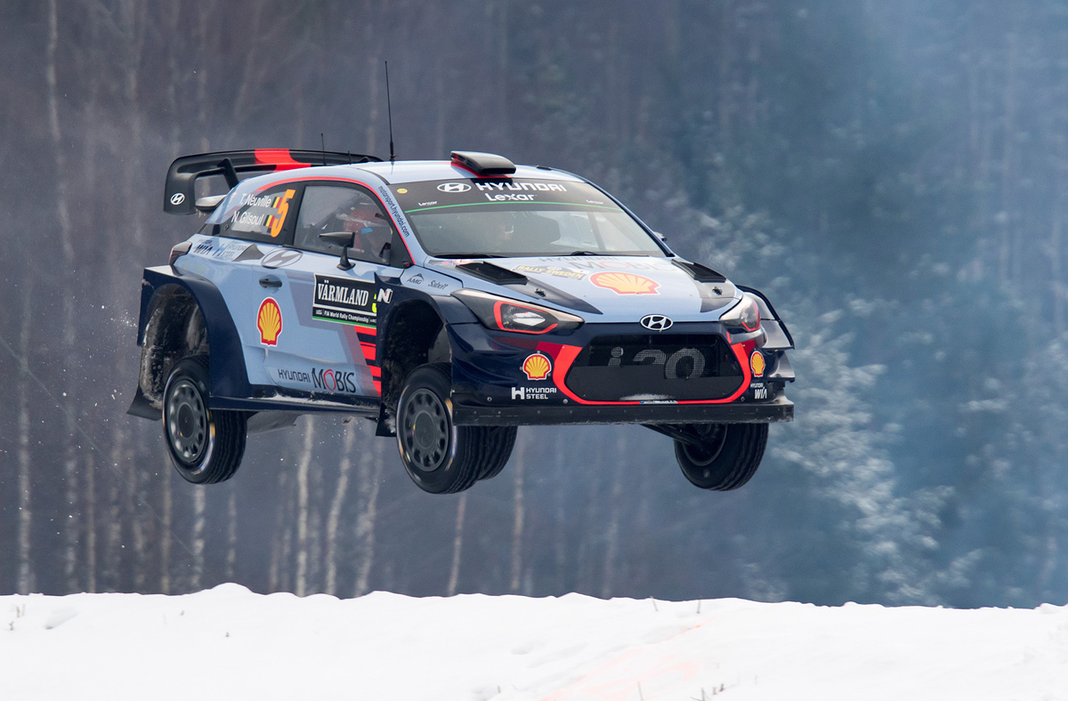 Thierry Neuville of Belgium drives his Hyundai i20 WRC