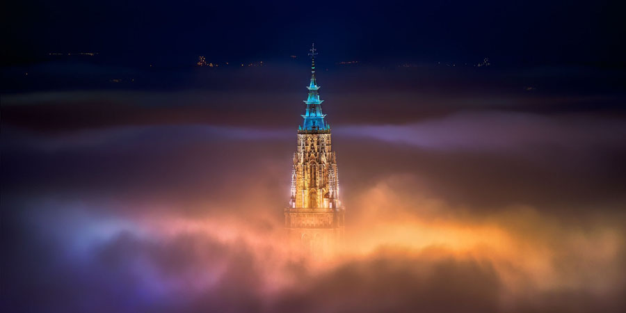  Toledo City Foggy Night. Top Ten, Open Built Environment / Architecture, Toledo City, Spain. # © Jesus M. Garcia / The Epson International Pano Awards