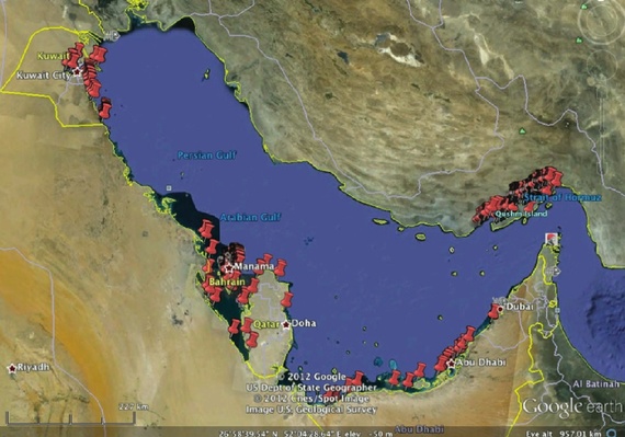 Locations of Persian Gulf weirs.