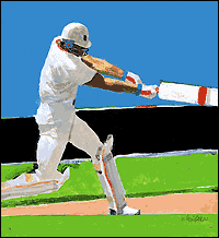 A painting of a cricketer