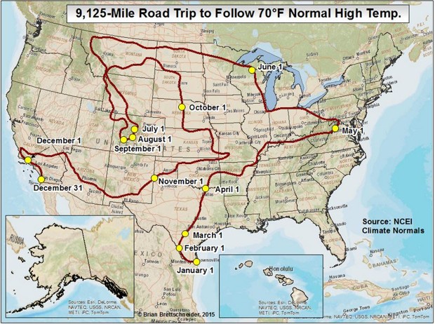 A Year-Long U.S. Road Trip for People Who Want 70-Degree Weather Every ...