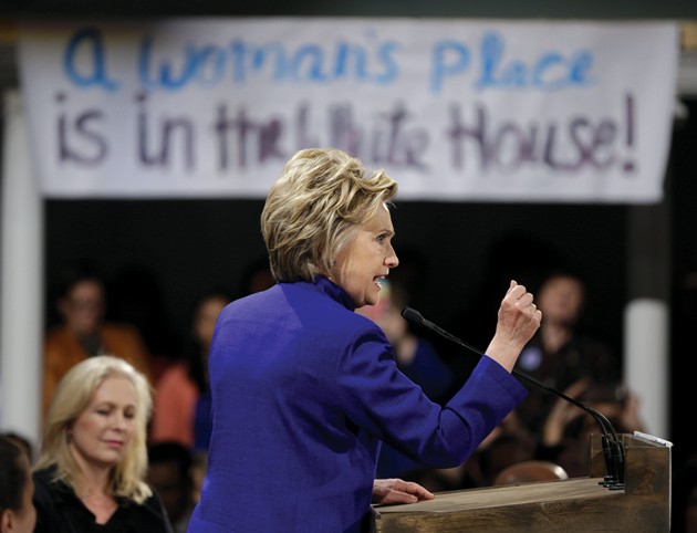 The gender stakes in this encounter are obvious. The potential first woman president, often lectured about being too “strident” or “shrill,” is up against a supremely alpha male.