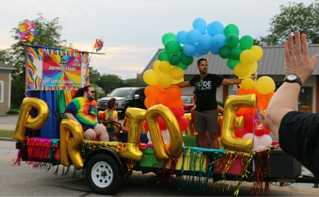 A float passes in the Pride on the Plains parade.