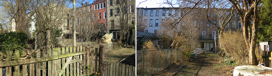 Two photos show the backyards with their new fences.
