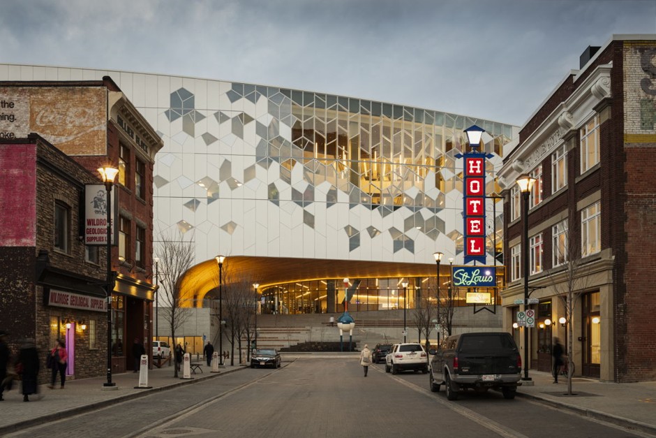 A view of the new Calgary Central Library from the street