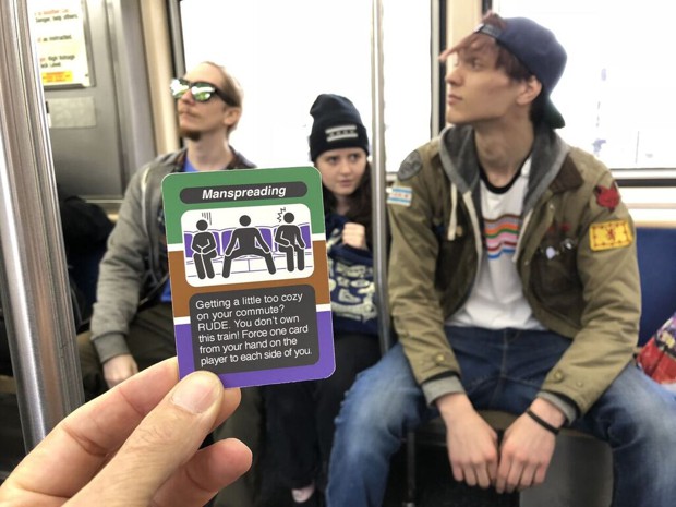 LOOP card game for Chicago L transit has Manspreading card
