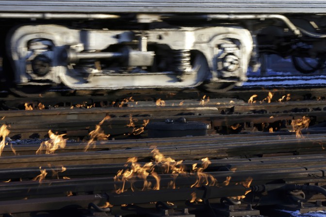 metra tracks on fire in Chicago