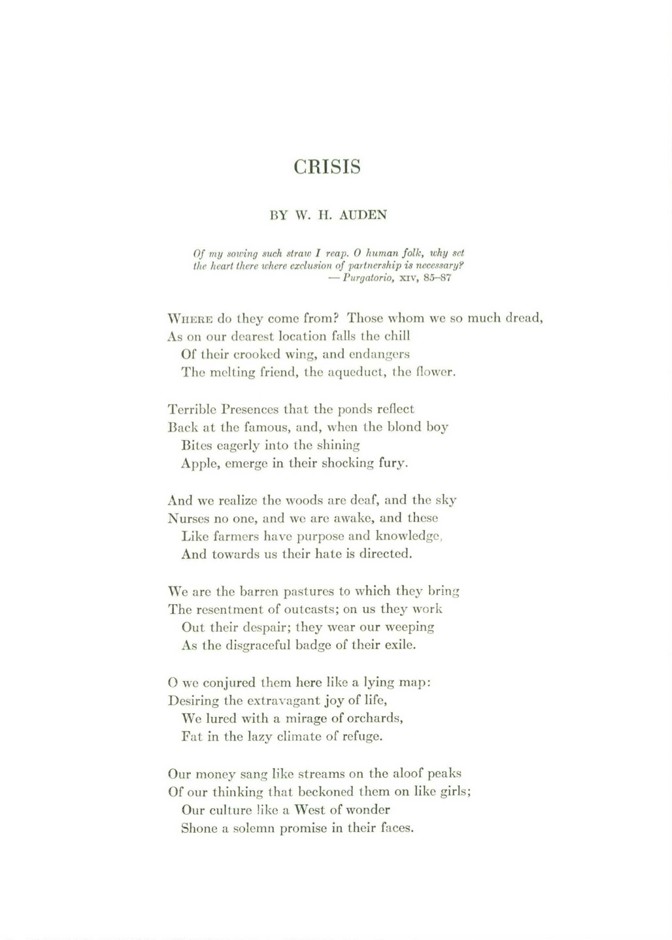 Crisis A Poem By W H Auden The Atlantic