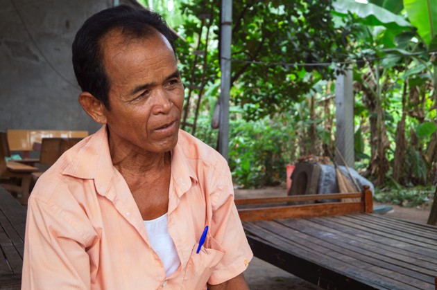 Thon Bun, village chief of Kampout Tuk, describes contact with Agent Orange “as if someone rubbed chili in your eyes.”