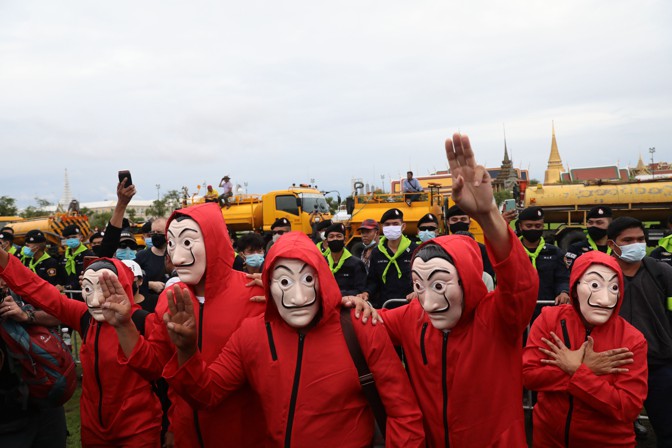 Student anti government demonstrators in Thailand
