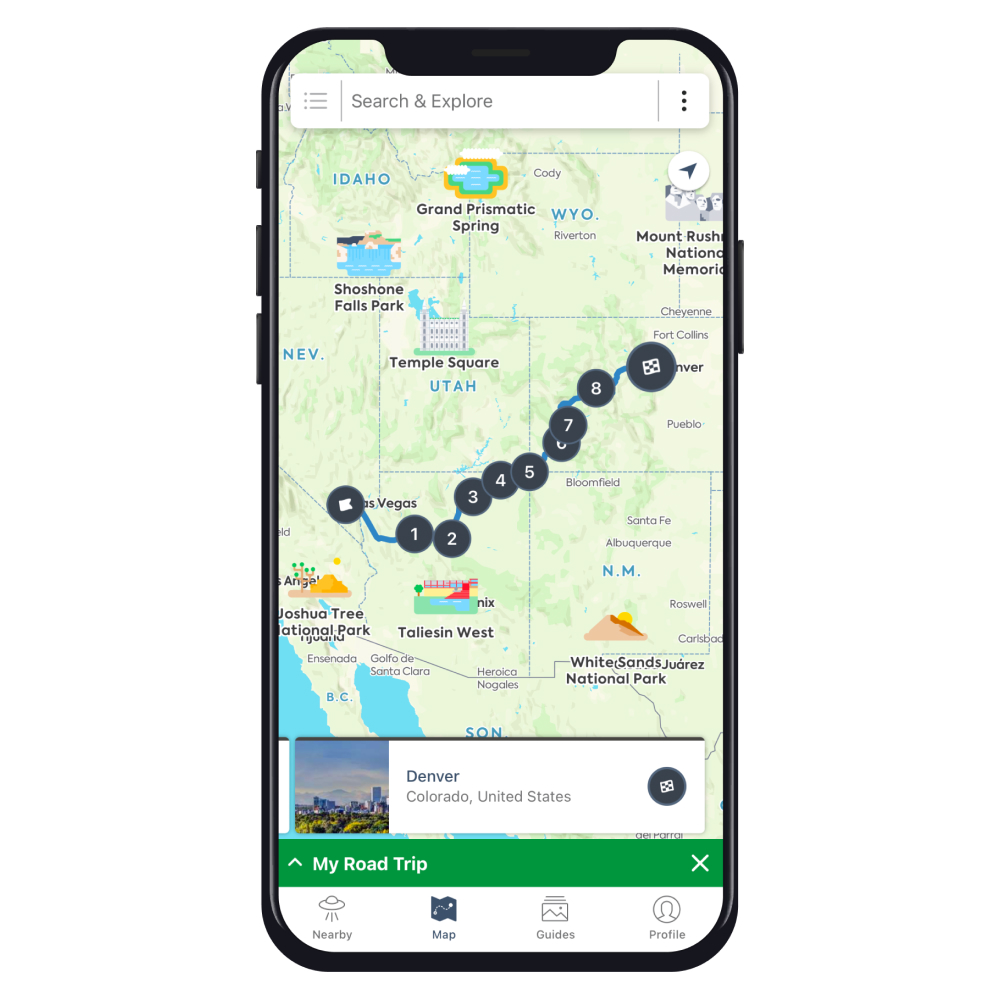 Roadtrippers app screen