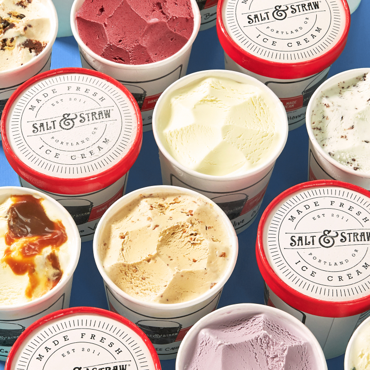 A variety of Salt & Straw ice cream pints.
