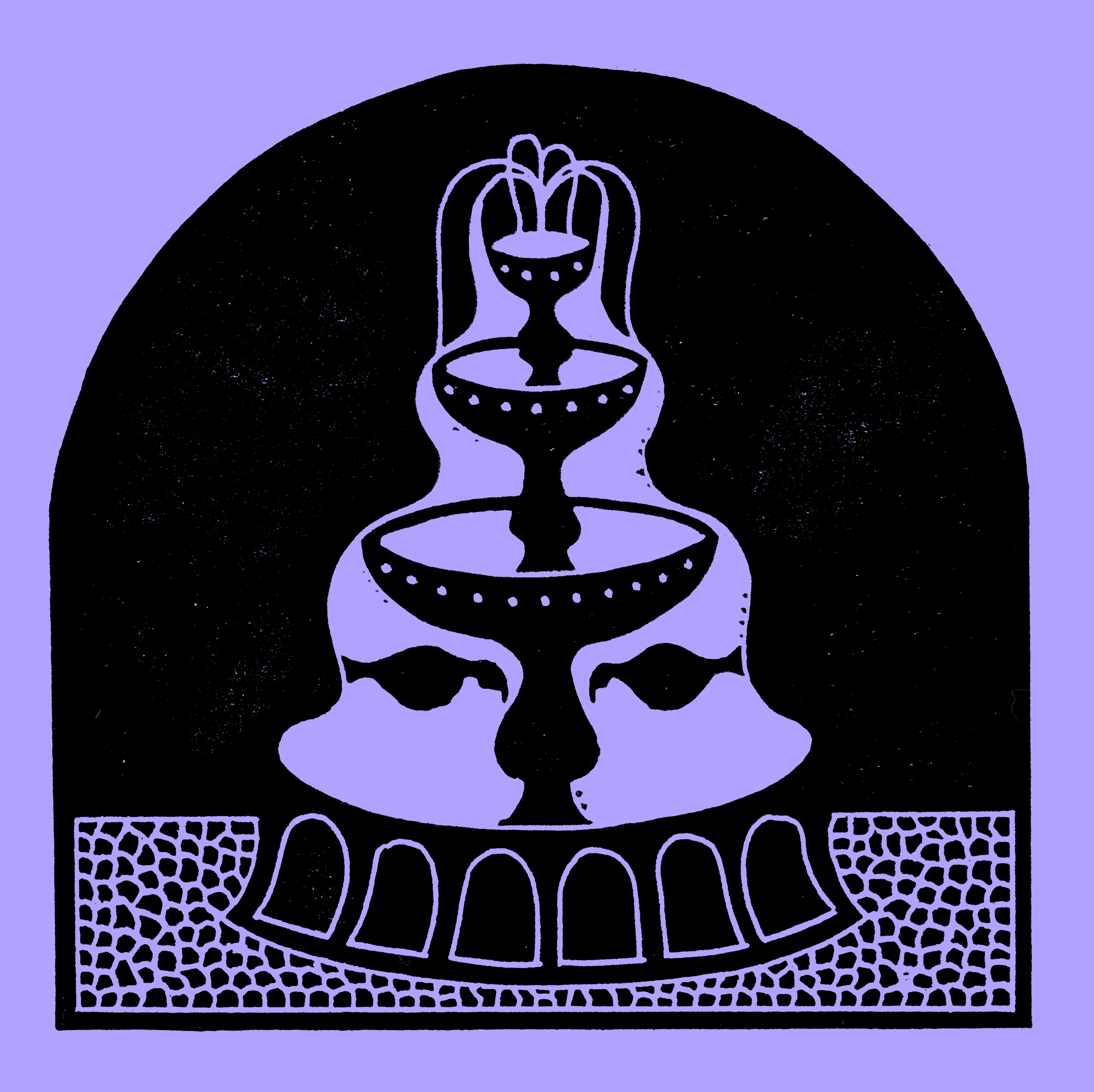 alt=illustration of a park fountain