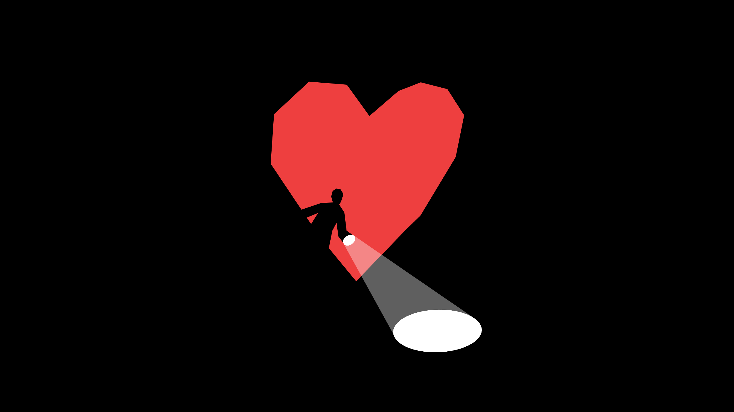 An illustration of a heart and someone searching with a flashlight