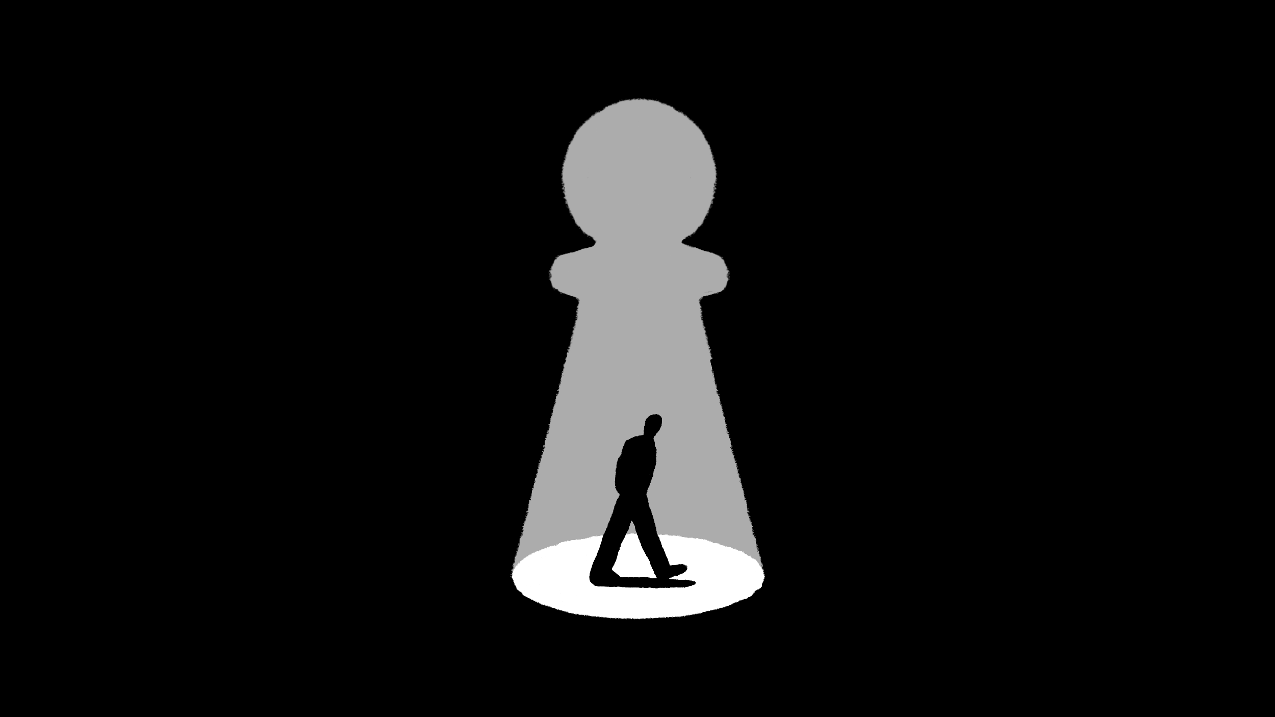 Silhouette of a man inside a chess piece
