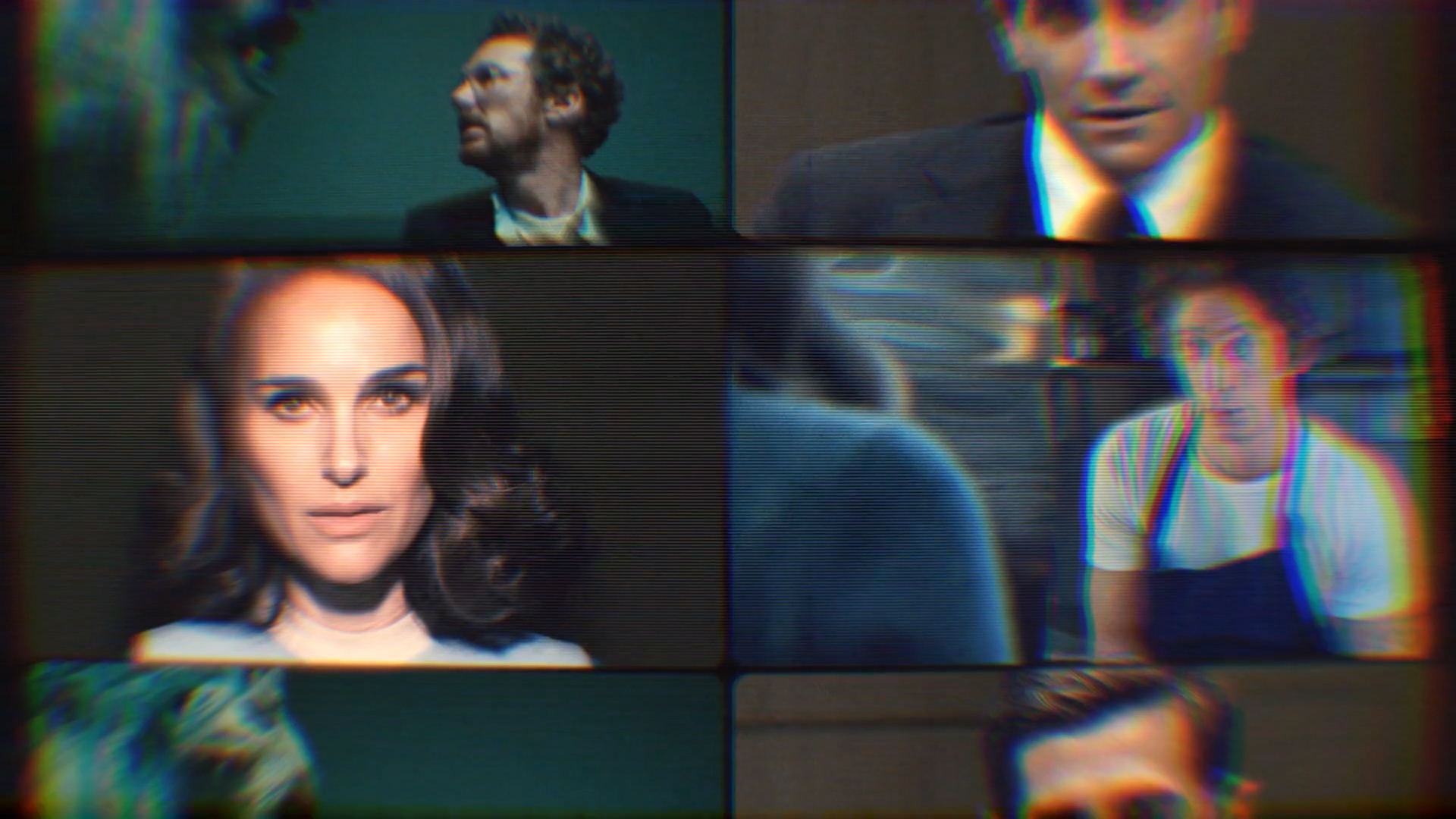 a video collage showing Natalie Portman from the show "Lady in The River" and Jeremy Allen White from "The Bear"