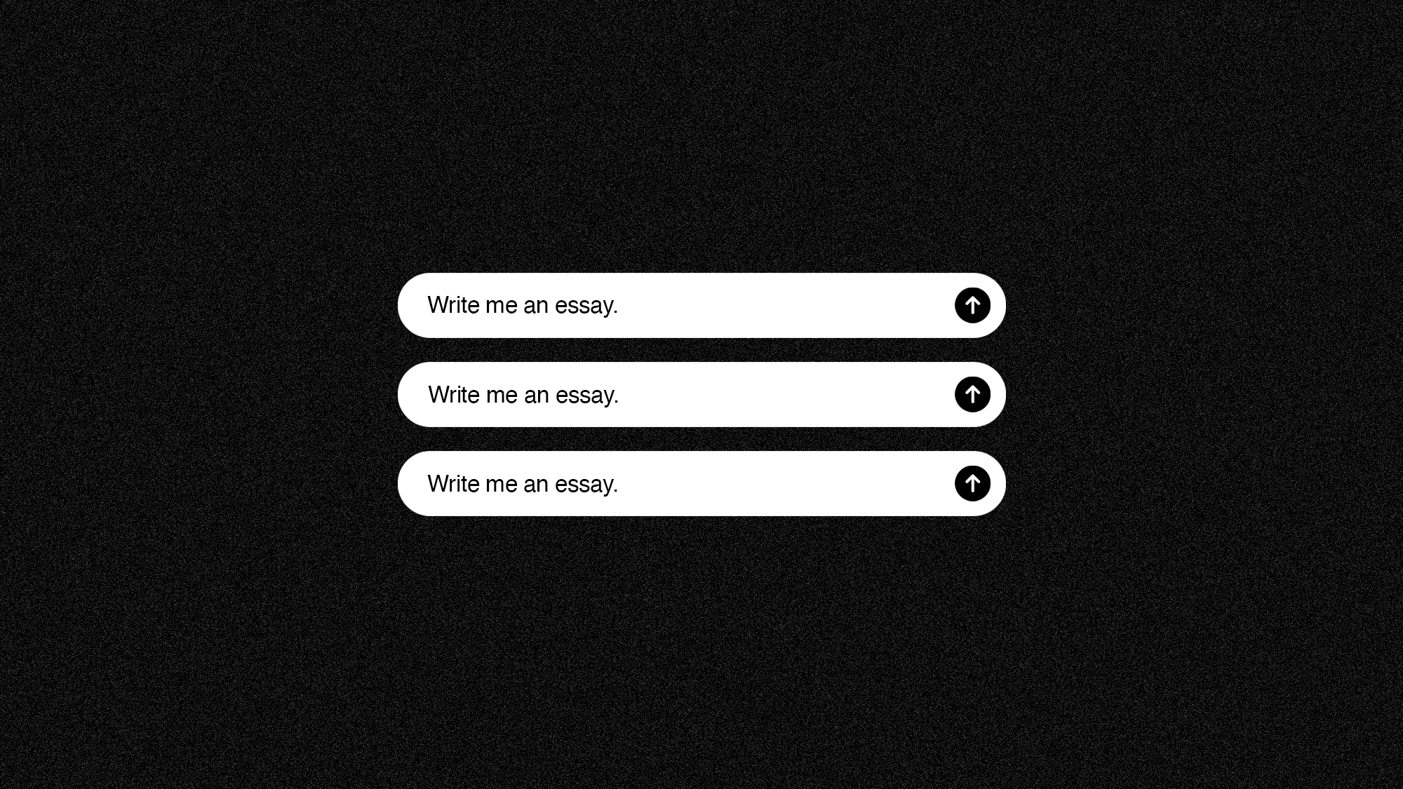 Three ChatGPT window prompts, with "Write me an essay" typed into them