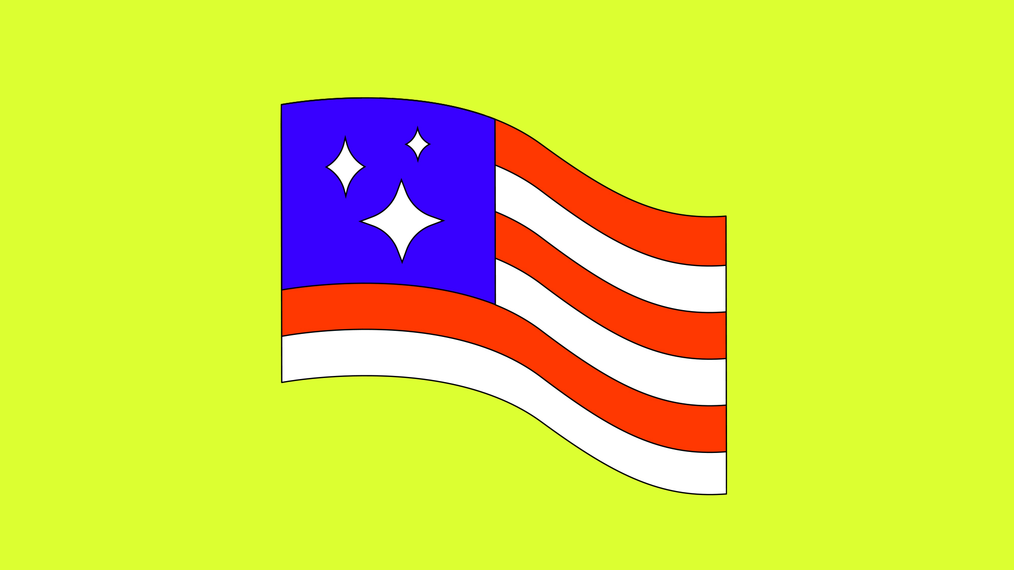 An American flag with a sparkle emoji instead of the usual stars